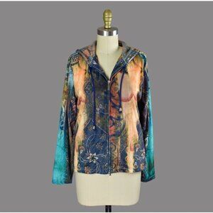 KAKTUS VINTAGE Y2K TIE DYE VELOUR ZIP HOODIE JACKET